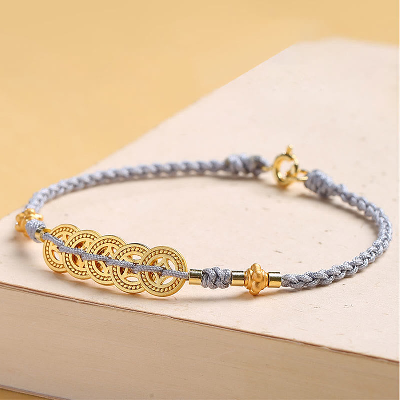 Armband Kupfer Perle Glück grau gold elegant Handgelenk getragen