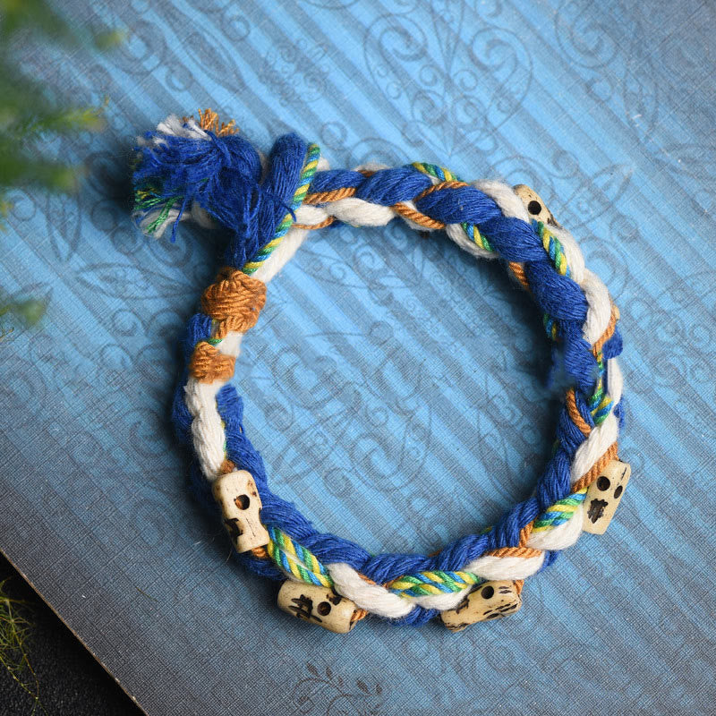 Armband – Glück & Wohlstand & Harmonie in Blau und Weiß geflochten.