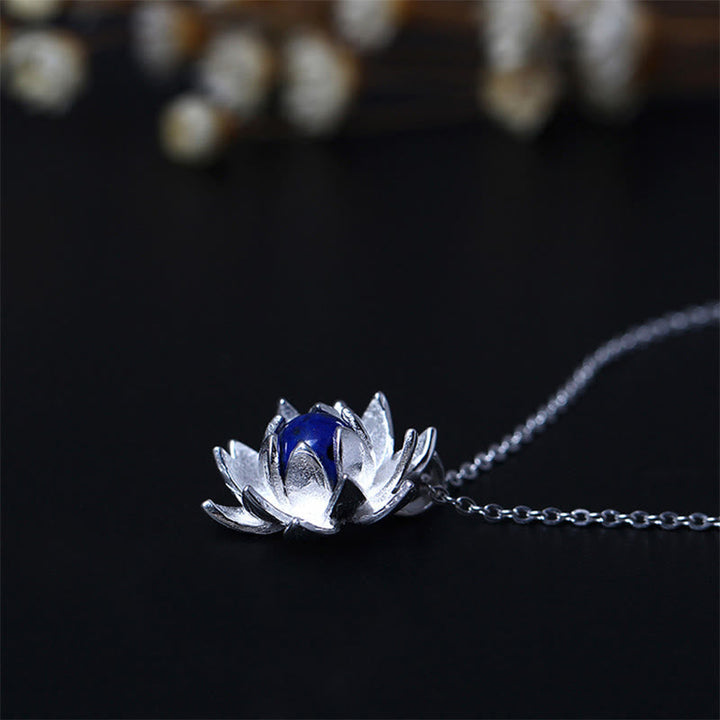 Lotus Lazurit Pendant Kette Silber