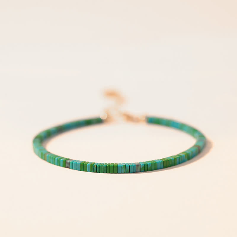 Armband Türkis Stärke grüne Perlen elastisch Naturstein elegant tragbar