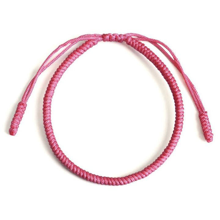 Tibetisches geflochtenes Armband in Rosa mit elastischem Knoten