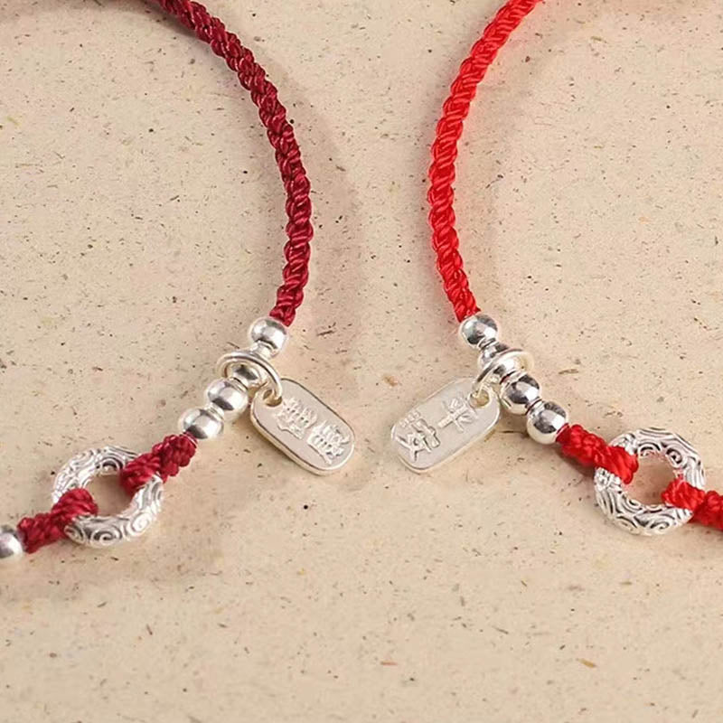Rotes Armband 925 Silber – Frieden mit chinesischen Charakteren Paar