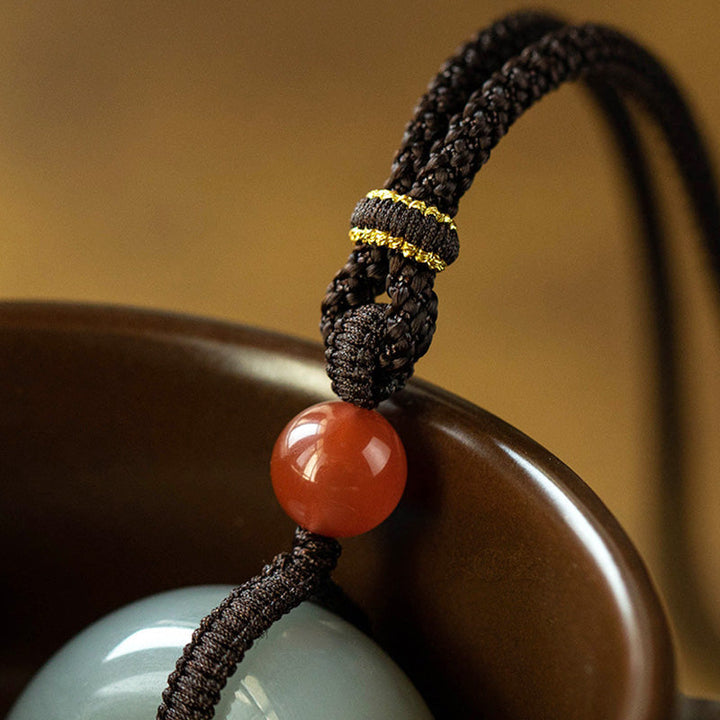 Jade Anhänger Kette Buddha Gelassenheit geflochtene Schnur