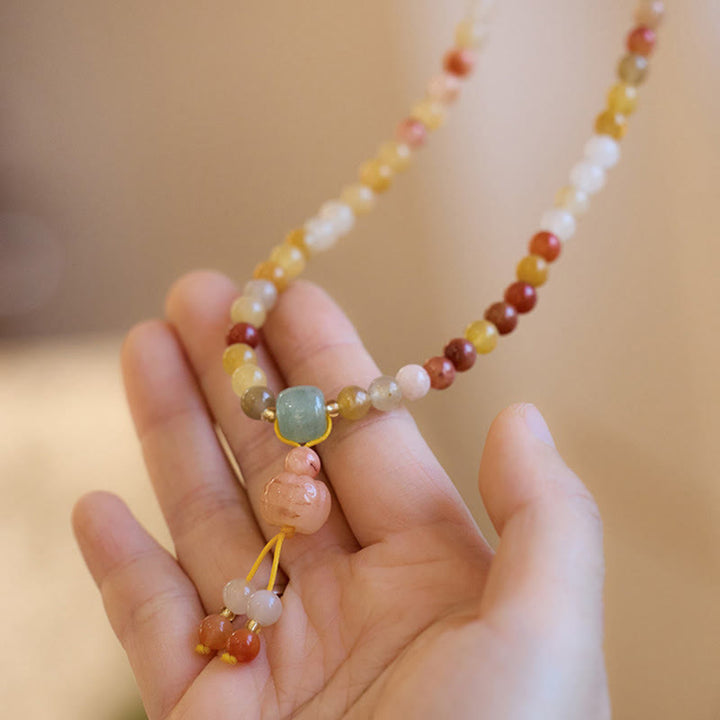 Jade Armband Gold mit bunten Perlen Handgelenk Glück Wohlstand