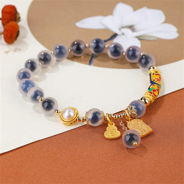Armband Achat – Stärke Energie mit goldenen Charms elegantes Design