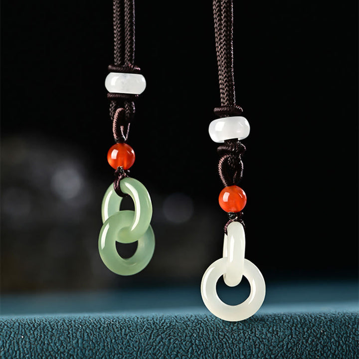 Hetian Jade Kette Doppelfrieden Natur Frieden