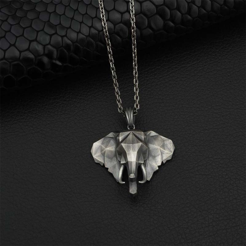 Kette Titanstahl Elefant Stärke geometrisch silber