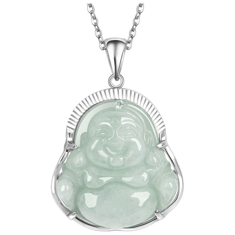 Kette Jade Lachender Buddha – Bild 6 – Kette Jade Lachender Buddha Anhänger grüner Naturstein Silber