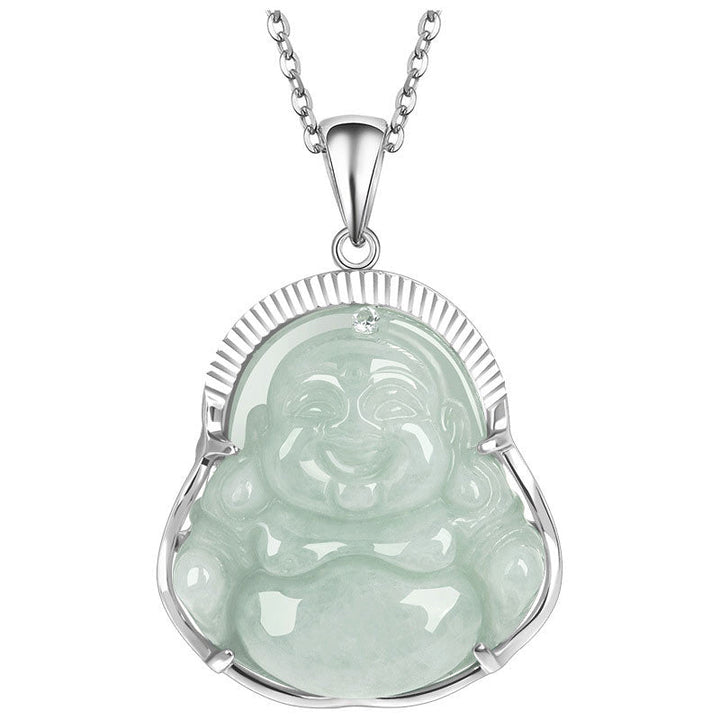 Kette Jade Lachender Buddha – Bild 6 – Kette Jade Lachender Buddha Anhänger grüner Naturstein Silber