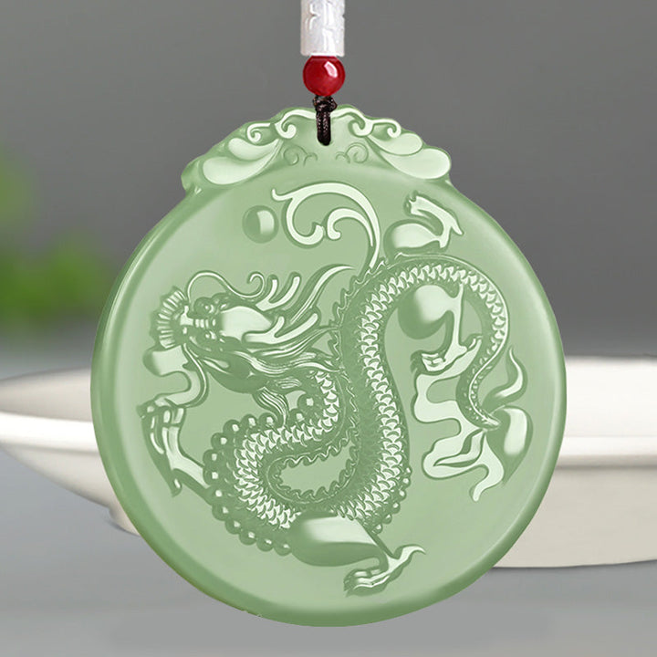 Jade Drachen Anhänger Kette Glück Tierkreis