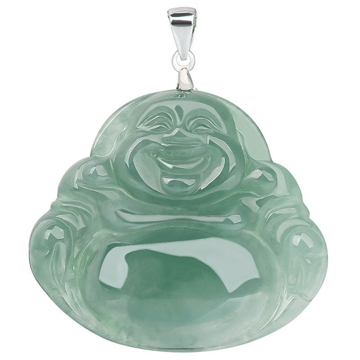 Anhänger Kette Jade Lachender Buddha Schutz grün