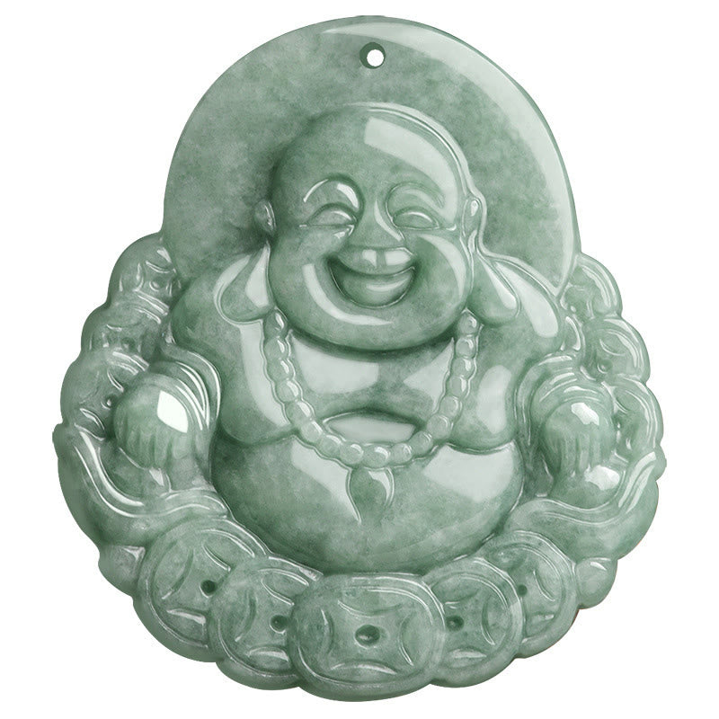 Anhänger Kette Jade Buddha Wohlstand grün Glücksanhänger