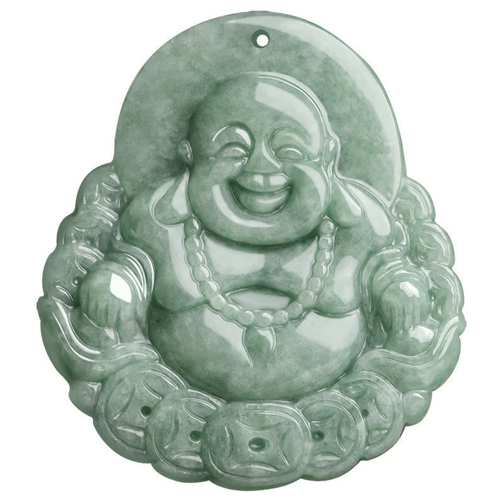Anhänger Kette Jade Buddha Wohlstand grün Glücksanhänger