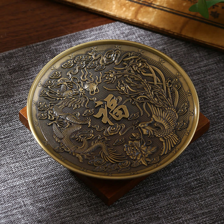 Räucherstäbchenhalter Lotus Drache Phönix Drache Phönix Bronze (ohne Loch)
