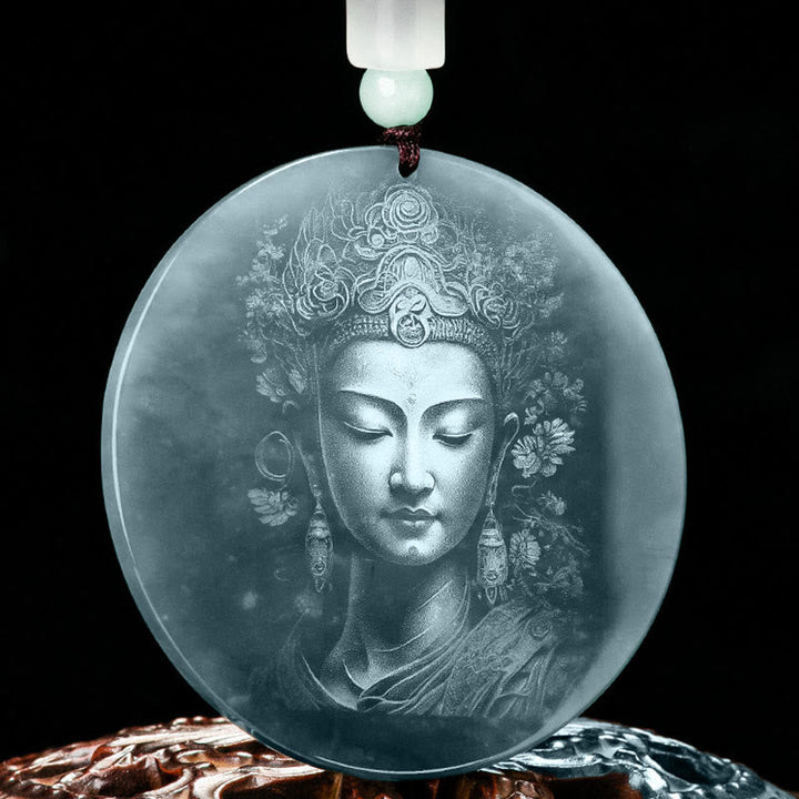 Anhänger Kette Jade Kwan Yin Wohlstand Glück