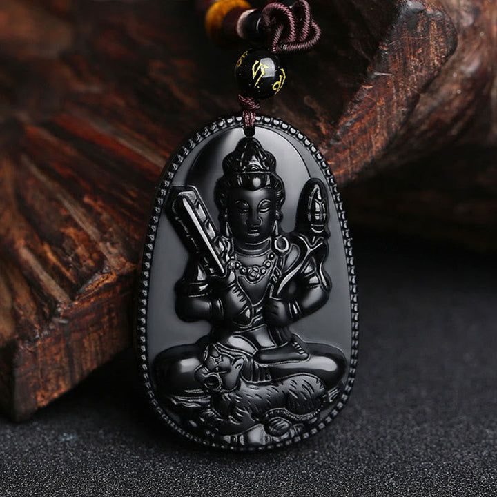 Buddha Anhänger Obsidian Kette Geburtsbuddha Schutzstein