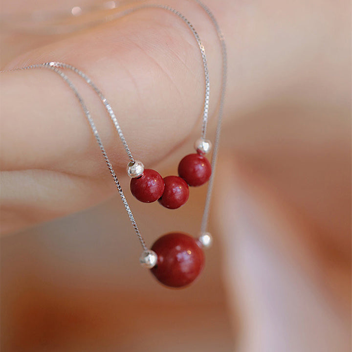 Zinnober Anhänger Sterlingsilber Kette rote Perlen