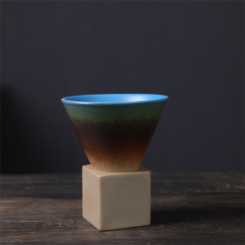 Teetasse Mit Untertasse Vintage Keramik 200ml Blau Grün Braun