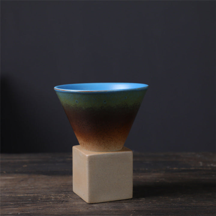 Teetasse Mit Untertasse Vintage Keramik 200ml Blau Grün Braun