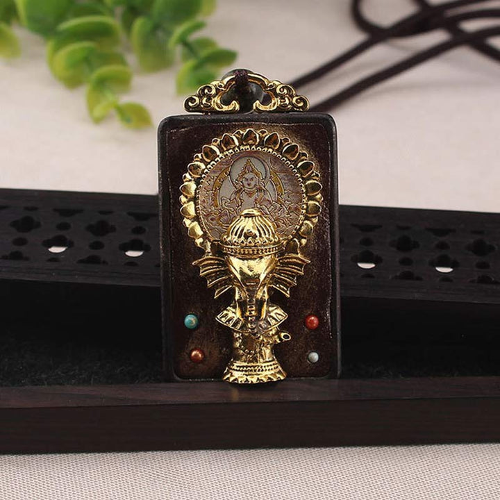 Kette Ebenholz Elefant Ganesha Glück Buddhist Anhänger