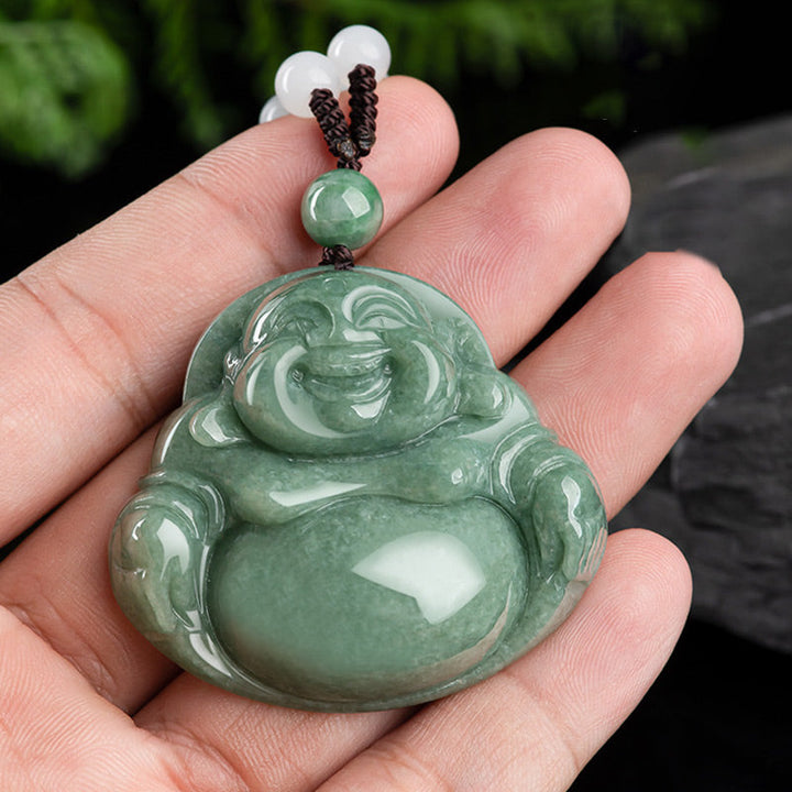 Kette Cyan Jade Lachender Buddha Harmonie Anhänger grün