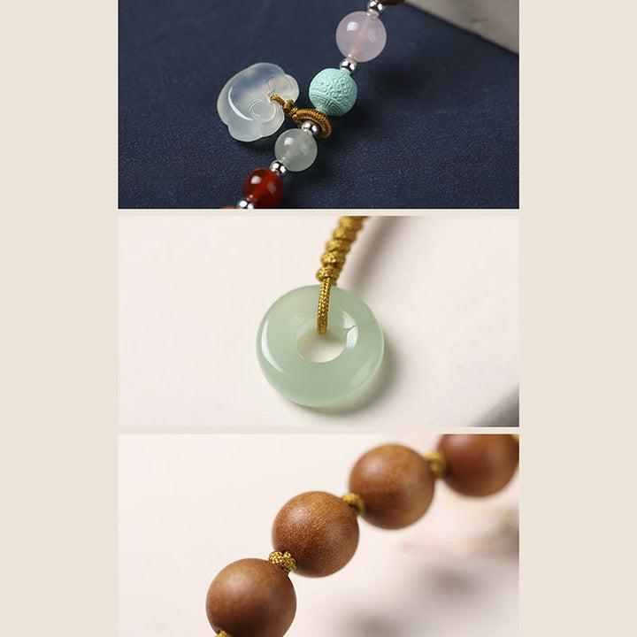 Armband Sandelholz – Frieden & Energie mit Rosenquarz und Jade Perlen.