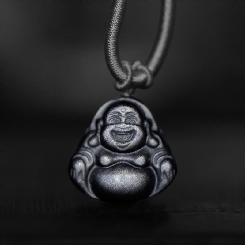 Kette lachender Buddha Anhänger Stein Schutz