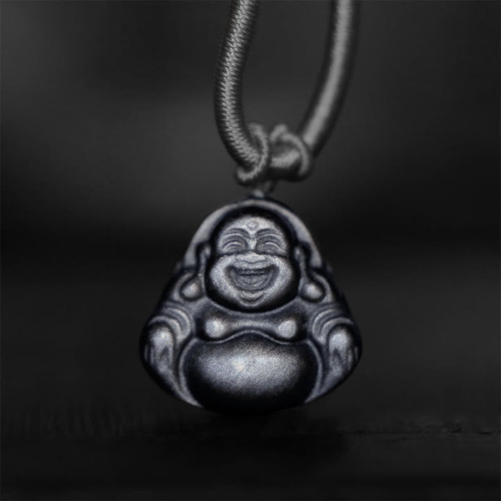Kette lachender Buddha Anhänger Stein Schutz