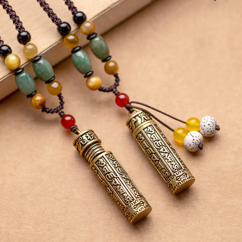 Anhänger Achat Om Mani Padme Hum Schutz Heilung Naturstein Kette