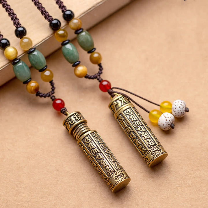 Anhänger Achat Om Mani Padme Hum Schutz Heilung Naturstein Kette