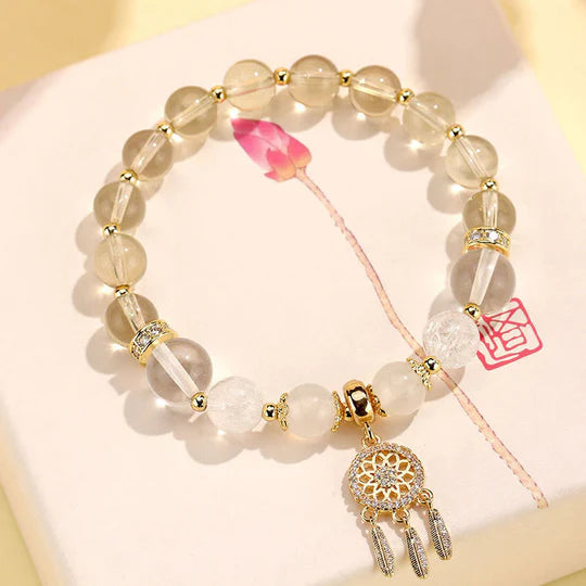 Armband Erdbeerquarz Amethyst Katze – Heilung Energie