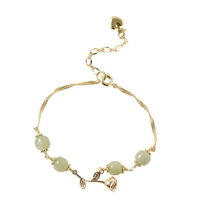 Armband Jade – Glück & Stärke mit grünen Natursteinen und Goldkette