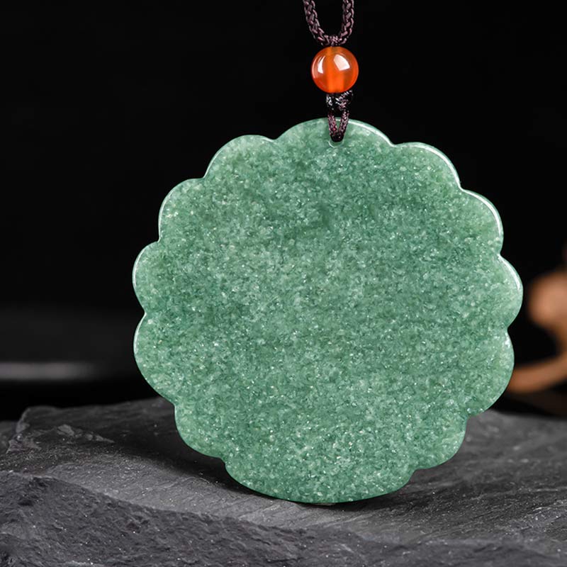 Anhänger Kette grüne Jade Blume Naturstein Glück