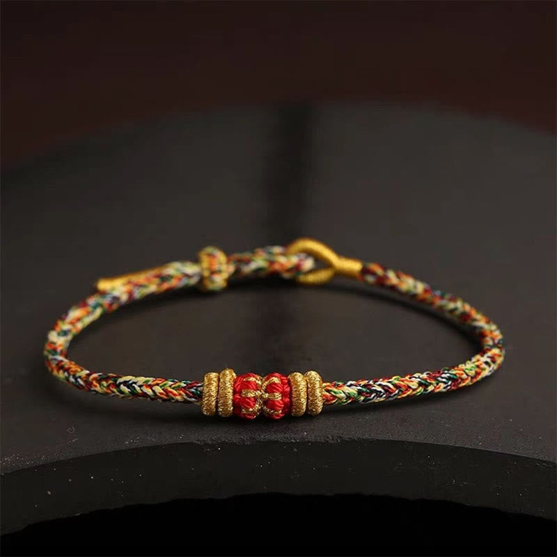 Armband Bunt Geflochten Knoten – Glück mit goldenen Perlen Handgelenk