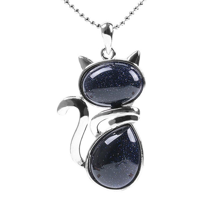 Silber Kette Amethyst Katze Anhänger Schutz Harmonie Naturstein