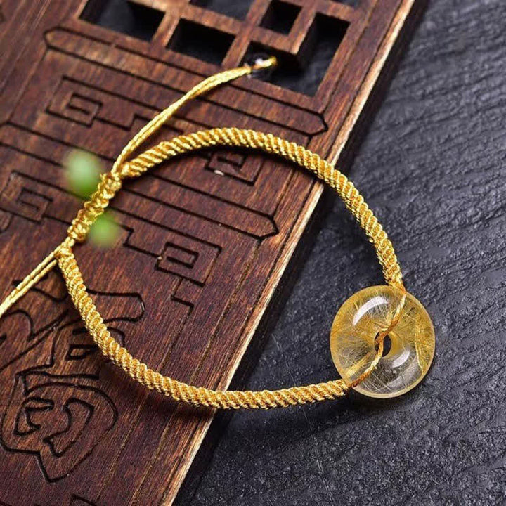 Armband Citrin – Frieden & Glück golden mit grünen Perlen.