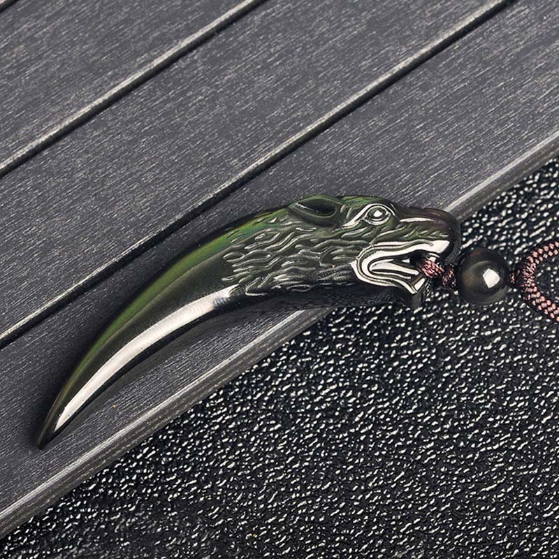 Obsidian Anhänger Wolf Kette Natur Stärke