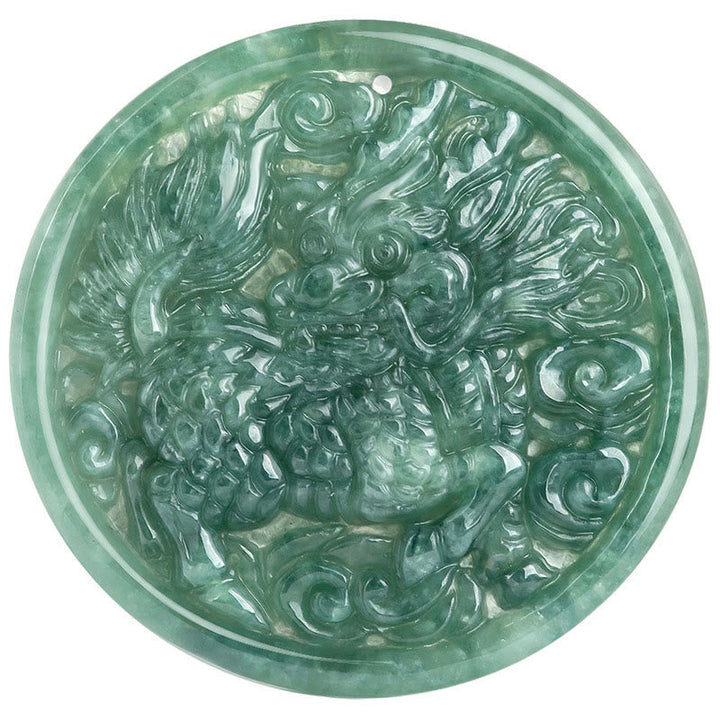 Jade Anhänger Qilin Kette grün Natur