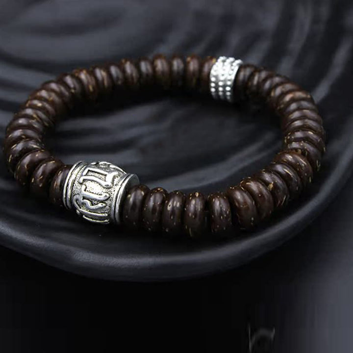 Braunes Lederarmband Om Mani Padme Hum – Energie mit Silberelementen
