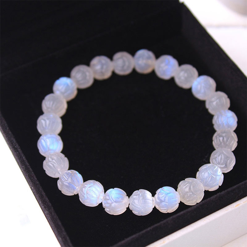 Armband Mondstein Lotus – Liebe elastisch transparent mit Glanz