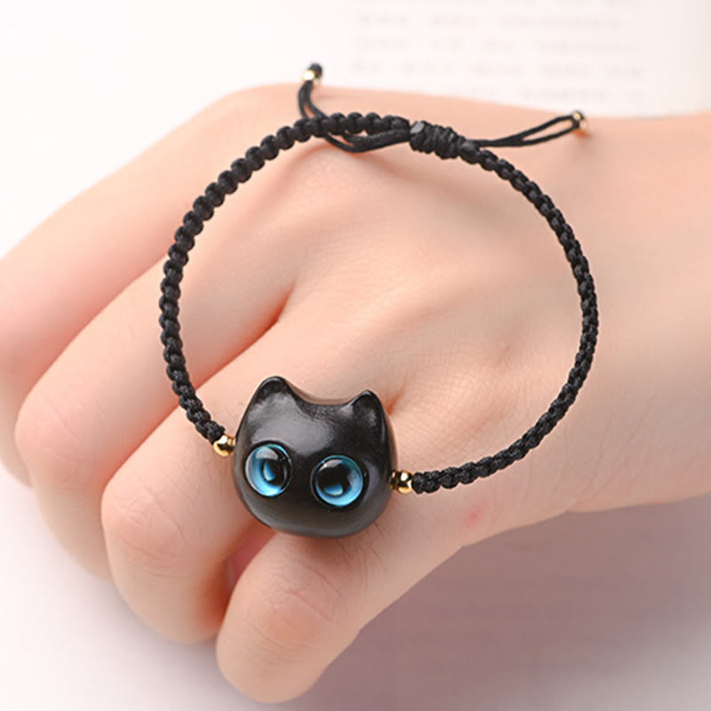 Armband Sandelholz Ebenholz Katze – Schutz & Ruhe