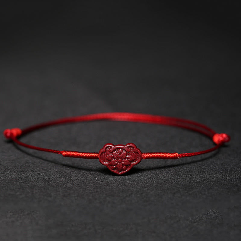 Rotes Armband Zinnober Koi Fisch Liebe Segen flache Oberfläche elegant