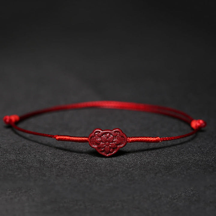 Rotes Armband Zinnober Koi Fisch Liebe Segen flache Oberfläche elegant