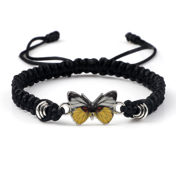 Armband Schmetterling – Liebe mit gelbem Schmetterling schwarzes Makramee