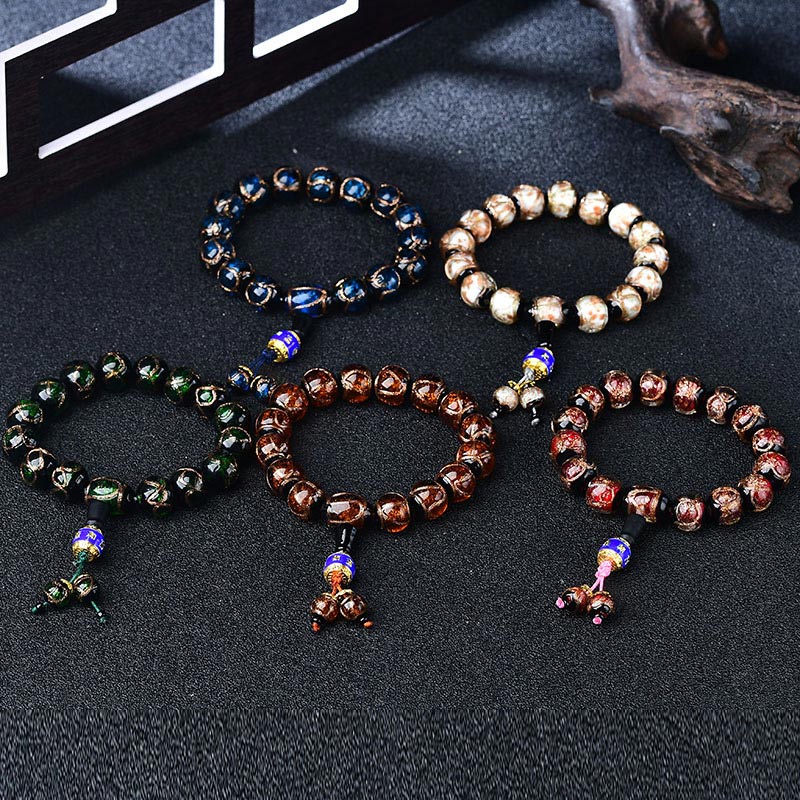 Achat Drachen Armband mit bunten Perlen und Natursteinen elastisch.