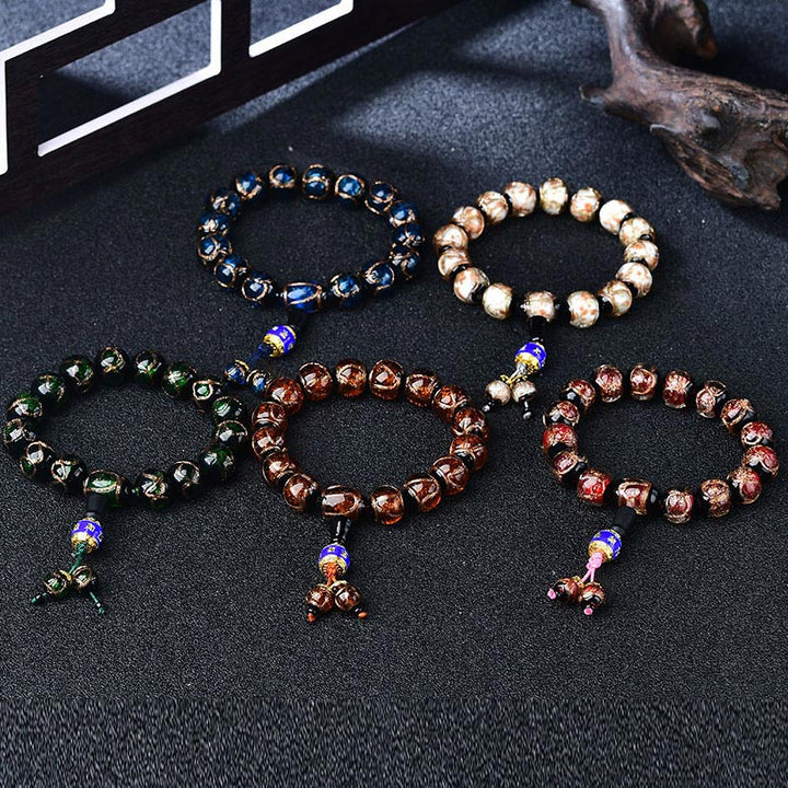 Achat Drachen Armband mit bunten Perlen und Natursteinen elastisch.