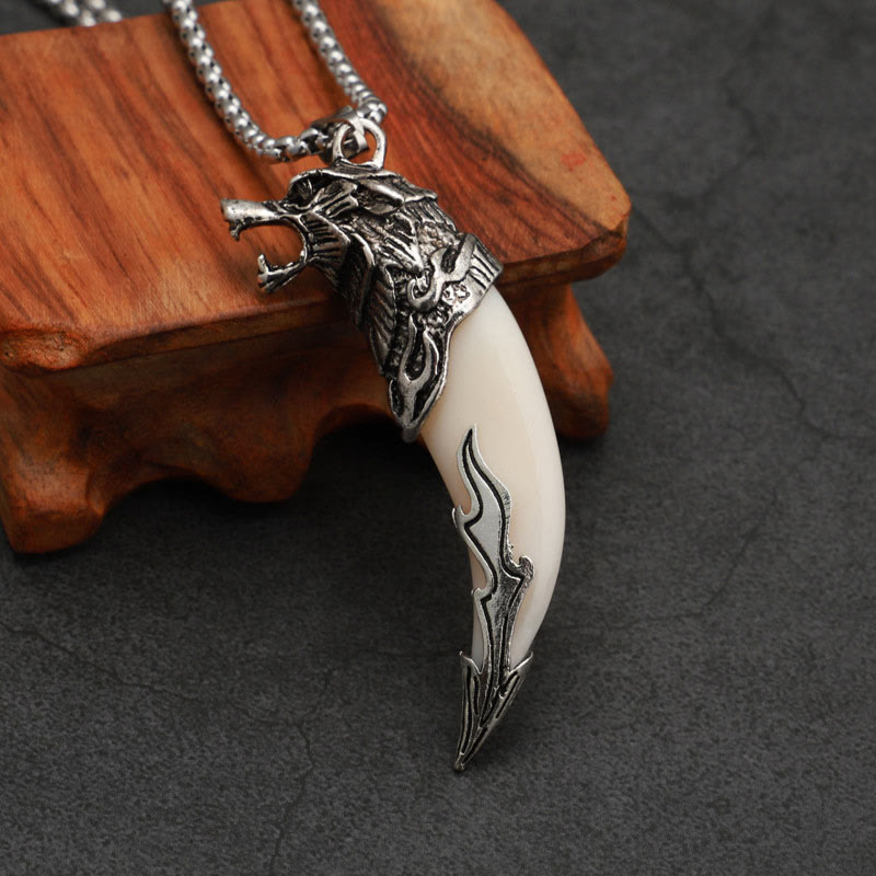 Anhänger Kette Titanium Wolfzahn Schutz silber