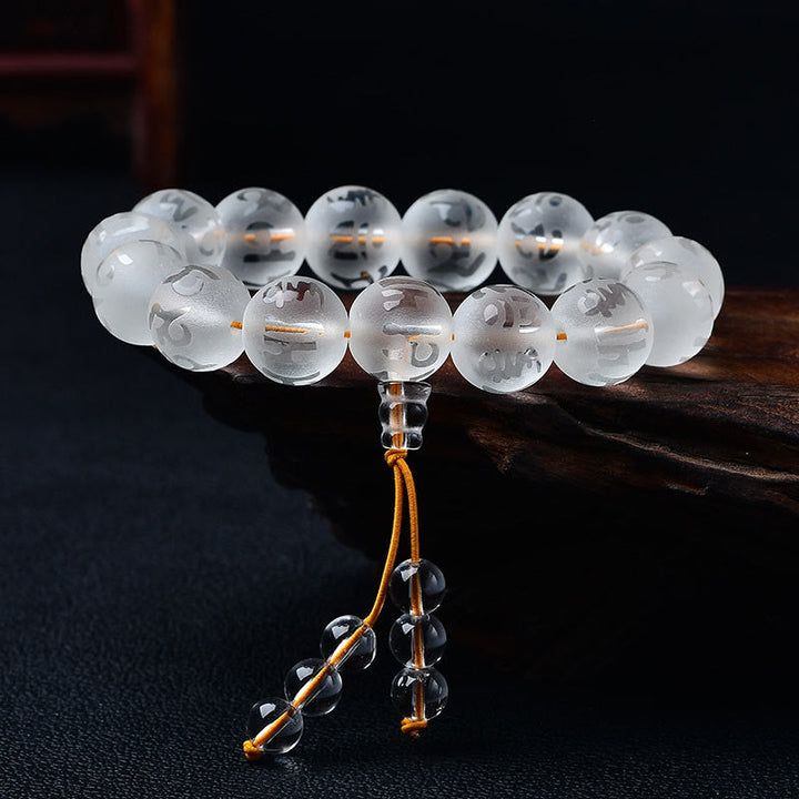 Armband Weißer Kristall Schwarzer Onyx "Schutz"