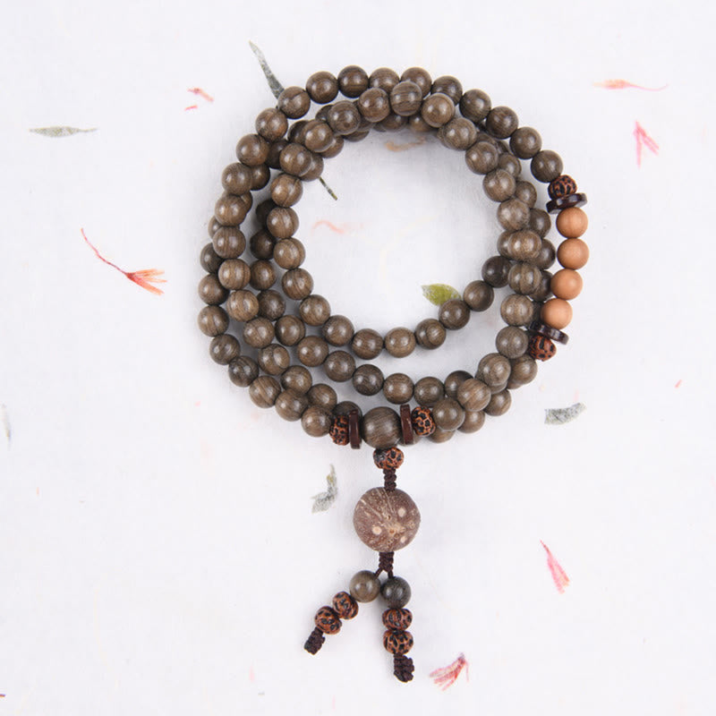 Mala Sandelholz – Schutz Armband braune Perlen Anhänger Naturstein