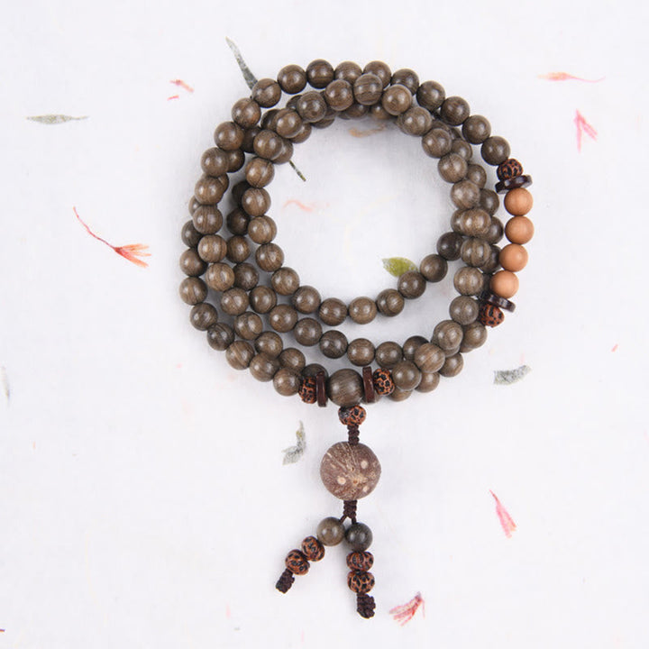 Mala Sandelholz – Schutz Armband braune Perlen Anhänger Naturstein